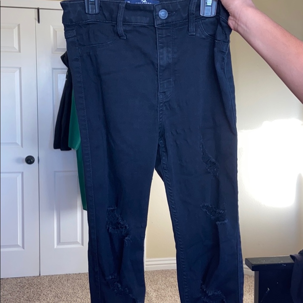 Black High-Rise Rip Jeans